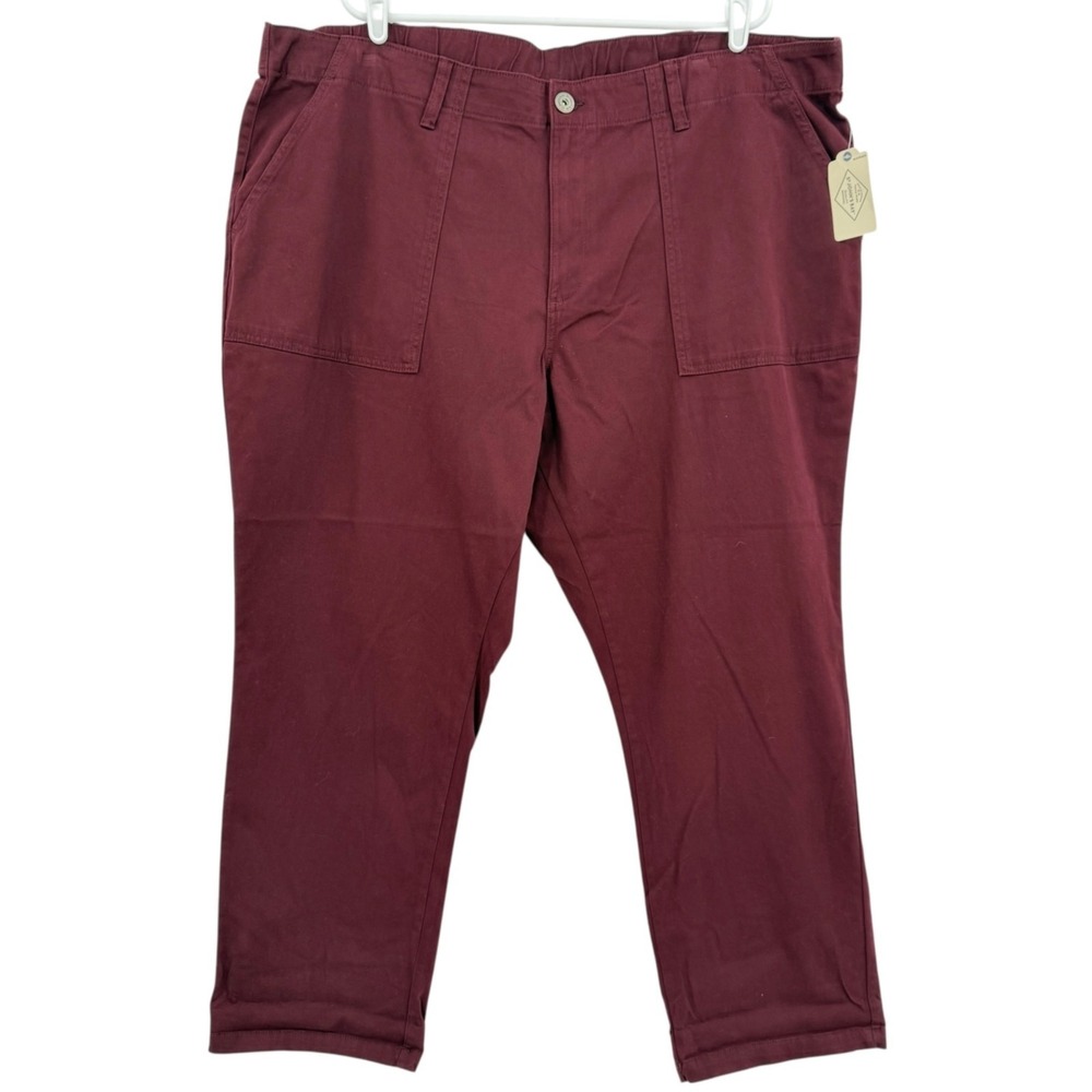 St. Johns Bay Women's Stretch Straight Zip/ Elastic Burgundy Pants Plus 24W NWT